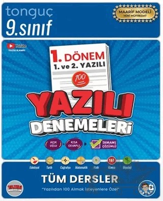 9. Sınıf Yazılı Denemeleri 1. Dönem 1 ve 2. Yazılı – Kolektif – Tonguç Akademi kitap kapağı