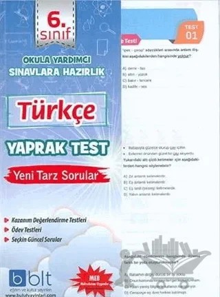 6. Sınıf Türkçe Yaprak Test – Kolektif – Bulut Eğitim ve Kültür Yayınları kitap kapağı
