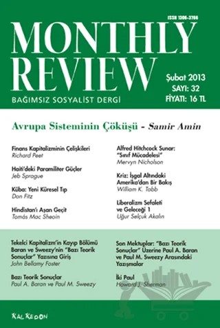 Monthly Review Bağımsız Sosyalist Dergi Sayı: 32 / Şubat 2013 – Monthly Review Dergisi kitap kapağı