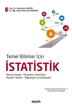 Temel Bilimler İçinİstatistik Olasılık Hesabı – Parametre Tahminleri Hipotez Testleri – Regresyon ve Korelasyon – Selahattin Maden, Mehmet Korkmaz – Seçkin Yayıncılık kitap kapağı
