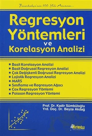 Regresyon Yöntemleri ve Korelasyon Analizi – Beyza Akdağ, Kadir Sümbüloğlu – Hatiboğlu Yayınları kitap kapağı