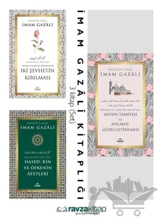 İmam Gazali Nefisle Mücadele Seti - İki Şehvetin Kırılması, Hased Kin, Nefsin Terbiyesi (3 Kitap Set) – İmam Gazali – Ravza Yayınları kitap kapağı