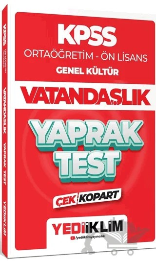 2024 KPSS Ortaöğretim - Ön Lisans Genel Kültür Vatandaşlık Çek Kopart Yaprak Test – Kolektif – Yediiklim Yayınları kitap kapağı