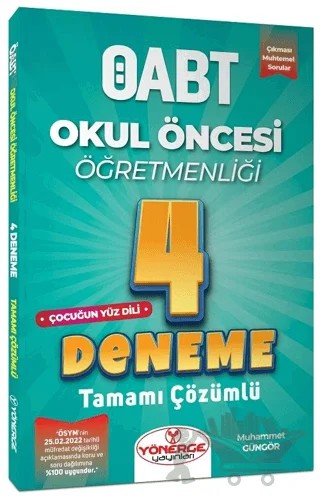 ÖABT Okul Öncesi Öğretmenliği Çocuğun Yüz Dili 4 Deneme Çözümlü – Muhammet Güngör – Yönerge Yayınları kitap kapağı