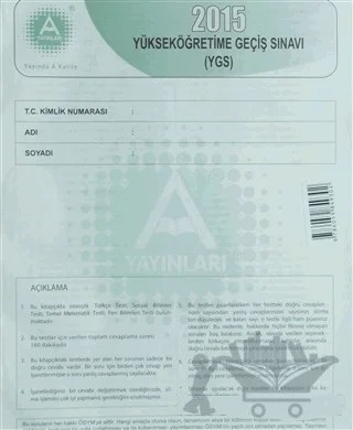 2015 Yüksek Öğretime Geçiş Sınavı (YGS) – Kolektif – A Yayınları kitap kapağı
