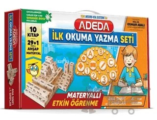 Adeda İlk Okuma Yazma Seti (10 Kitap - 29+1 Parça Ahşap Materyaller) – Osman Abalı – Adeda Yayınları kitap kapağı