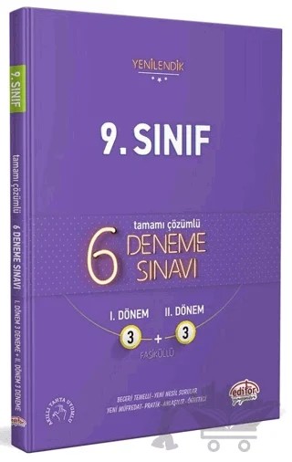 9. Sınıf Tamamı Çözümlü 6 Fasikül 3+3 Deneme Sınavı – Kolektif – Editör Yayınevi kitap kapağı