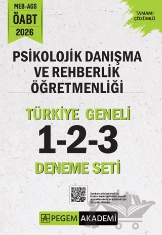 2026 MEB AGS ÖABT Psikolojik Danışma ve Rehberlik Öğretmenliği Tamamı Çözümlü Türkiye Geneli 1-2-3 (3'lü Deneme Seti) – Kolektif – Pegem Akademi Yayıncılık kitap kapağı