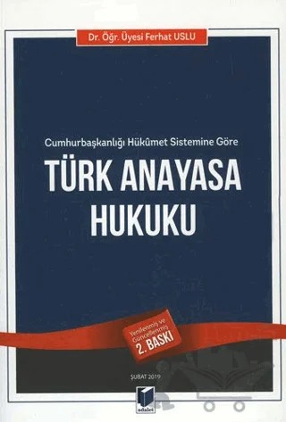 Türk Anayasa Hukuku – Ferhat Uslu – Adalet Yayınevi kitap kapağı