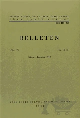 Belleten Sayı: 14-15 Cilt: 4 – Türk Tarih Kurumu Yayınları kitap kapağı