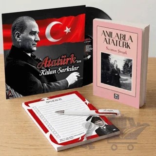 Atatürk’ten Kalan Şarkılar Plak - Anılarla Atatürk - Bloknot ve Kalem – Kolektif – Plak kitap kapağı