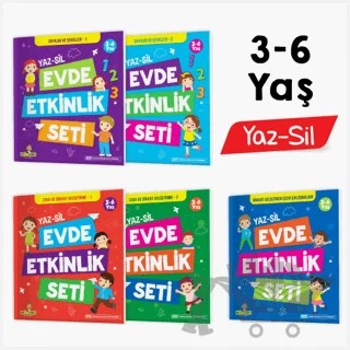 3-6 Yaş Evde Etkinlik Seti (Çizgi Çalışmaları, Sayılar, Geometrik Şekiller, Mantık Soruları, Dikkat Geliştirme) – Kolektif – Yükselen Zeka Yayınları kitap kapağı
