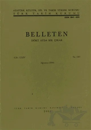 Belleten Sayı: 240 Cilt: 64 – Türk Tarih Kurumu Yayınları kitap kapağı