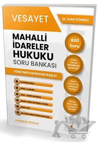 Vesayet Mahalli İdareler Hukuku Soru Bankası – M. Sami Sönmez – Pelikan Tıp Teknik Yayıncılık kitap kapağı