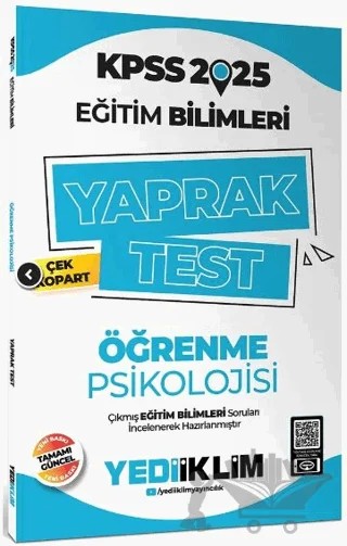 2025 KPSS Eğitim Bilimleri Öğrenme Psikolojisi Çek Kopart Yaprak Test – Kolektif – Yediiklim Yayınları kitap kapağı