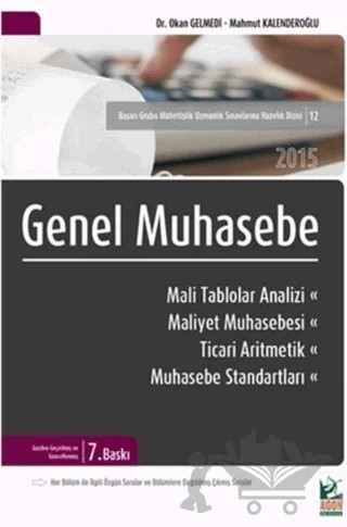 Genel Muhasebe ve Mali Tablolar Analizi 2015 – Mahmut Kalenderoğlu, Okan Gelmedi – Agon Bilgi Akademisi kitap kapağı