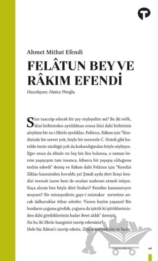 Felatun Bey ve Rakım Efendi – Ahmet Mithat Efendi – Turkuvaz Kitap kitap kapağı