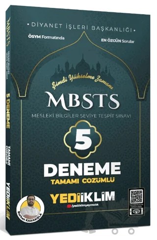 2024 MBSTS Mesleki Bilgiler Seviye Tespit Sınavı Tamamı Çözümlü 5 Deneme – Burhan Karakışla – Yediiklim Yayınları kitap kapağı