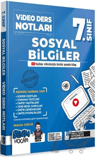 7. Sınıf Sosyal Bilgiler Video Ders Notları (Konu Anlatımı) – Metin Uruk – Benim Hocam Yayınları kitap kapağı