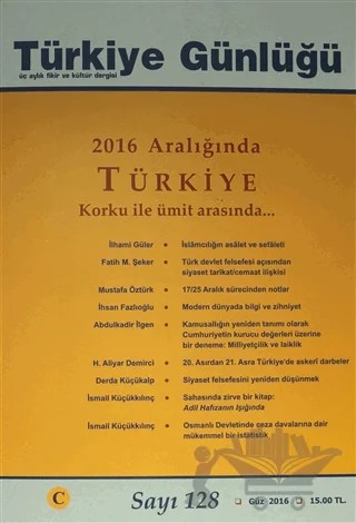 Türkiye Günlüğü Dergisi Sayı: 128 Güz Aralık 2016 – Cedit Neşriyat kitap kapağı