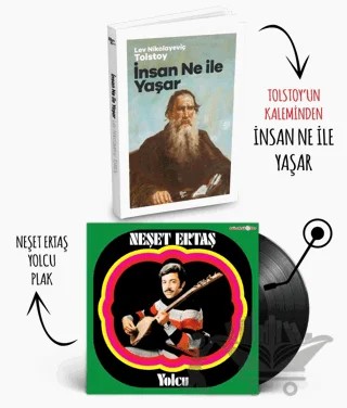 Plaklı Kitaplar - İnsan Ne ile Yaşar - Neşet Ertaş - Yolcu Plak – Lev Nikolayeviç Tolstoy – Plak kitap kapağı