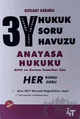 3Y Hukuk Soru Havuzu - Anayasa Hukuku – Bekir Genç, Kerem Tekeş, Yusuf Kural – 4T Yayınları kitap kapağı