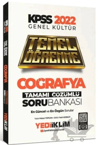 2022 KPSS Genel Kültür Coğrafya Temel Öğrenme Tamamı Çözümlü Soru Bankası – Kolektif – Yediiklim Yayınları kitap kapağı