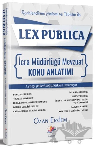 Lex Publica Renklendirme Yöntemi Ve Tablolar İle İcra Müdürlüğü Mevzuat Konu Anlatımı – Ozan Erdem – Dizgi Kitap kitap kapağı
