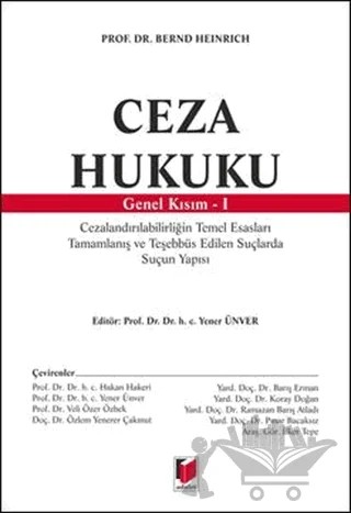 Ceza Hukuku Genel Kısım - 1 – Bernd Heinrich – Adalet Yayınevi kitap kapağı