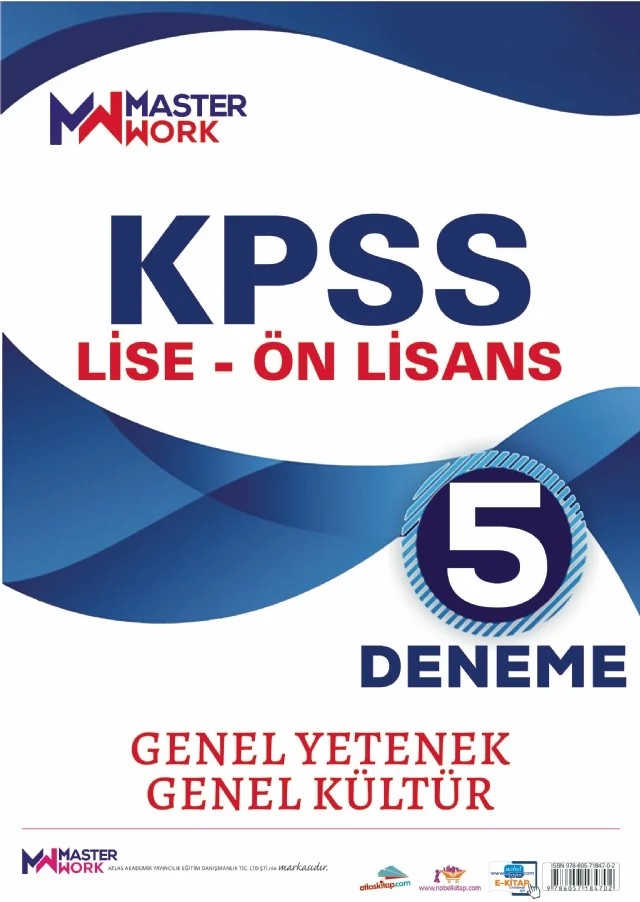 KPSS Lise - Ön Lisans / Genel Yetenek - Genel Kültür 5 Deneme – Komisyon – MasterWork kitap kapağı
