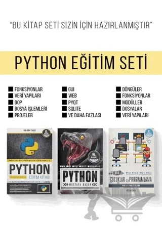 Python Eğitim Seti (3 Kitap Takım) – Mustafa Başer, Mustafa Murat Coşkun, Volkan Taşçı – Dikeyeksen Yayın Dağıtım kitap kapağı