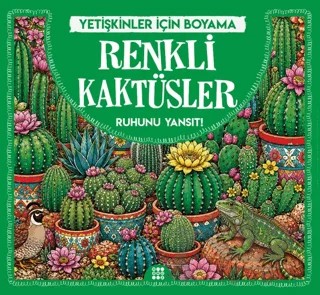 Renkli Kaktüsler & Yetişkinler için Boyama – Ecem Sabır – Dokuz Yayınları kitap kapağı