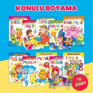 Konulu Boyama Serisi 10 Kitap – Kolektif – Mor Elma Yayıncılık kitap kapağı