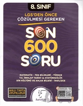 8. Sınıf LGS'den Önce Çözülmesi Gereken Son 600 Soru – Kolektif – Karekök Yayıncılık kitap kapağı