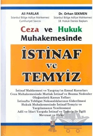 Ceza ve Hukuk Muhakemesinde İstinaf ve Temyiz – Ali Parlar, Orhan Sekmen – Bilge Yayınevi kitap kapağı