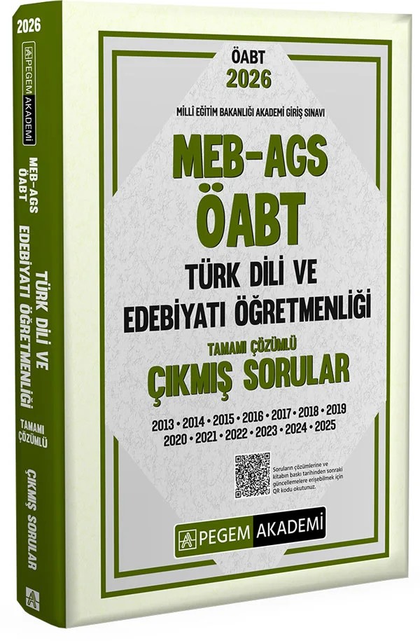 2026 MEB AGS ÖABT Türk Dili ve Edebiyatı Öğretmenliği Tamamı Çözümlü Çıkmış Sorular – Değerli Öğretmen Arkadaşlarımız – Pegem Akademi Yayıncılık kitap kapağı