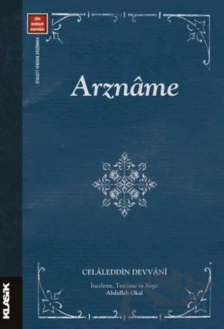 Arzname – Celaleddin Devvani – Klasik Yayınları kitap kapağı