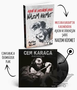 Plaklı Kitaplar - Nazım Hikmet - Cem Karaca - Ölümsüzler Plak – Mustafa Balbay – Halk Kitabevi kitap kapağı