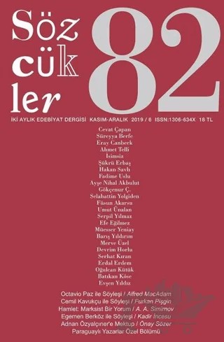 Sözcükler Dergisi Sayı: 82 Kasım - Aralık 2019 – Sözcükler Yayınları kitap kapağı