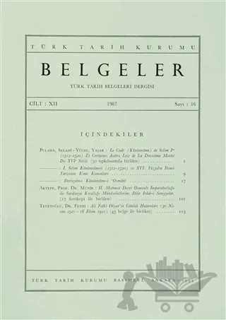 Türk Tarih Belgeleri Dergisi Sayı: 16 Cilt: 12 – Türk Tarih Kurumu Yayınları kitap kapağı