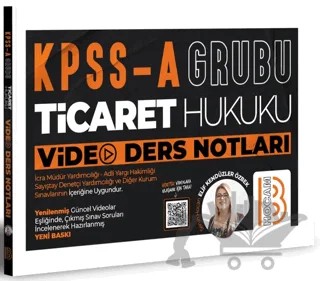 KPSS A Grubu Ticaret Hukuku Video Ders Notları – Elif Kendüzler Özbek – Benim Hocam Yayınları kitap kapağı