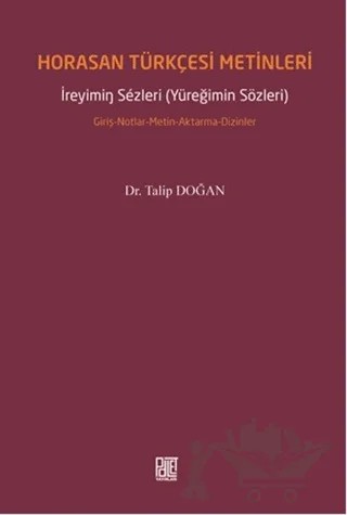 Horasan Türkçesi Metinleri – Talip Doğan – Palet Yayınları kitap kapağı