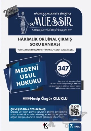 Müessir Medeni Usul Hukuku Soru Bankası – Necip Özgür Oluklu – Kuram Kitap kitap kapağı
