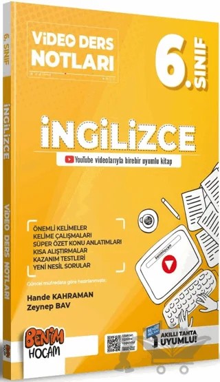 6. Sınıf İngilizce Video Ders Notları (Konu Anlatımı) – Hande Kahraman, Zeynep Bav – Benim Hocam Yayınları kitap kapağı