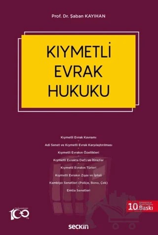 Kıymetli Evrak Hukuku – Şaban Kayıhan – Seçkin Yayıncılık kitap kapağı