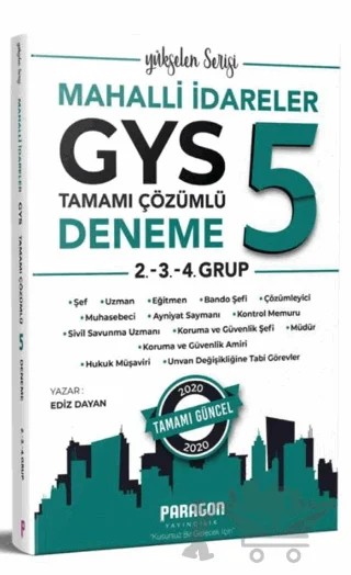 2020 Mahalli İdareler GYS 2. 3. 4. Gruplar İçin 5 Çözümlü Deneme Sınavı – Kolektif – Paragon Yayıncılık kitap kapağı
