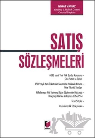 Satış Sözleşmeleri – Nihat Yavuz – Adalet Yayınevi kitap kapağı