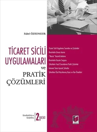 Ticaret Sicili Uygulamaları ve Pratik Çözümleri – Fahri Özsungur – Adalet Yayınevi kitap kapağı