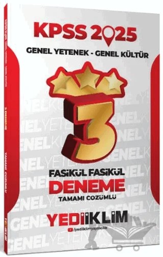 2025 KPSS Genel Yetenek Genel Kültür Tamamı Çözümlü Fasikül Fasikül 3 Yıldız Deneme – Kolektif – Yediiklim Yayınları kitap kapağı