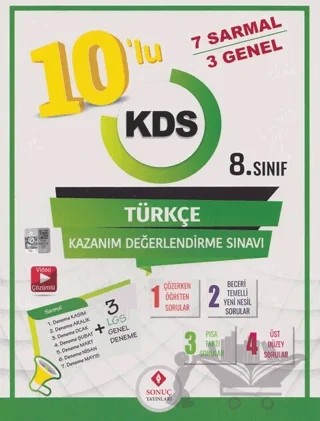 8. Sınıf Türkçe 10 lu Kazanım Değerlendirme Sınavı – Kolektif – Sonuç Yayınları kitap kapağı